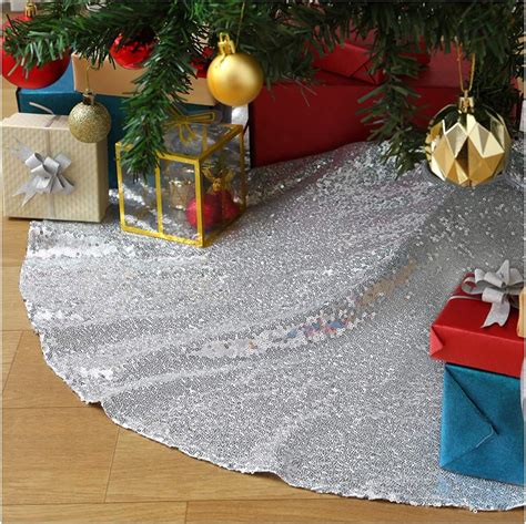 Navy Christmas Tree Skirt 21 Inch Sequins Christmas Tree Skirts .